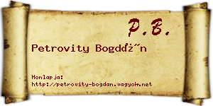 Petrovity Bogdán névjegykártya